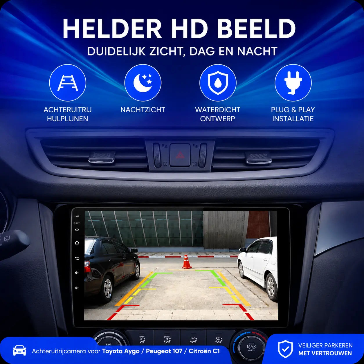 Achteruitrijcamera voor Aygo/C1/107 - Plug & Play AutoItem