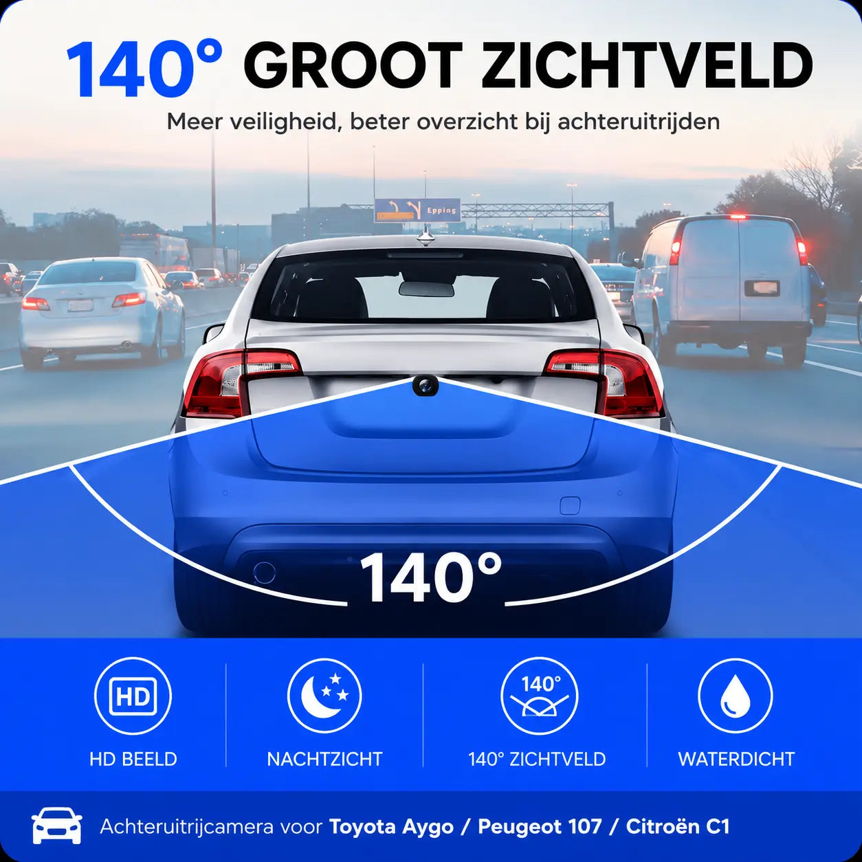 Achteruitrijcamera voor Aygo/C1/107 - Plug & Play AutoItem