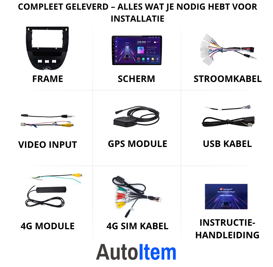 Toyota Aygo CarPlay Radio (2005–2014) | Android Auto | Navigatie Scherm Upgrade | Peugeot 107 & Citroën C1