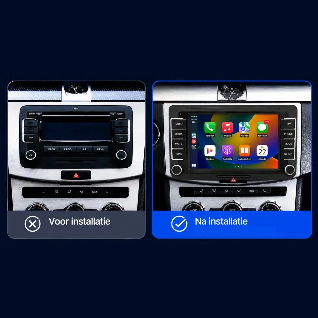 Apple Carplay/Android Autoradio - Volkswagen, Seat & Skoda – Draadloos - 7 inch