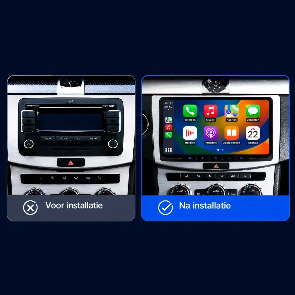 Apple Carplay/Android Autoradio - Volkswagen, Seat & Skoda – Draadloos - 9 inch